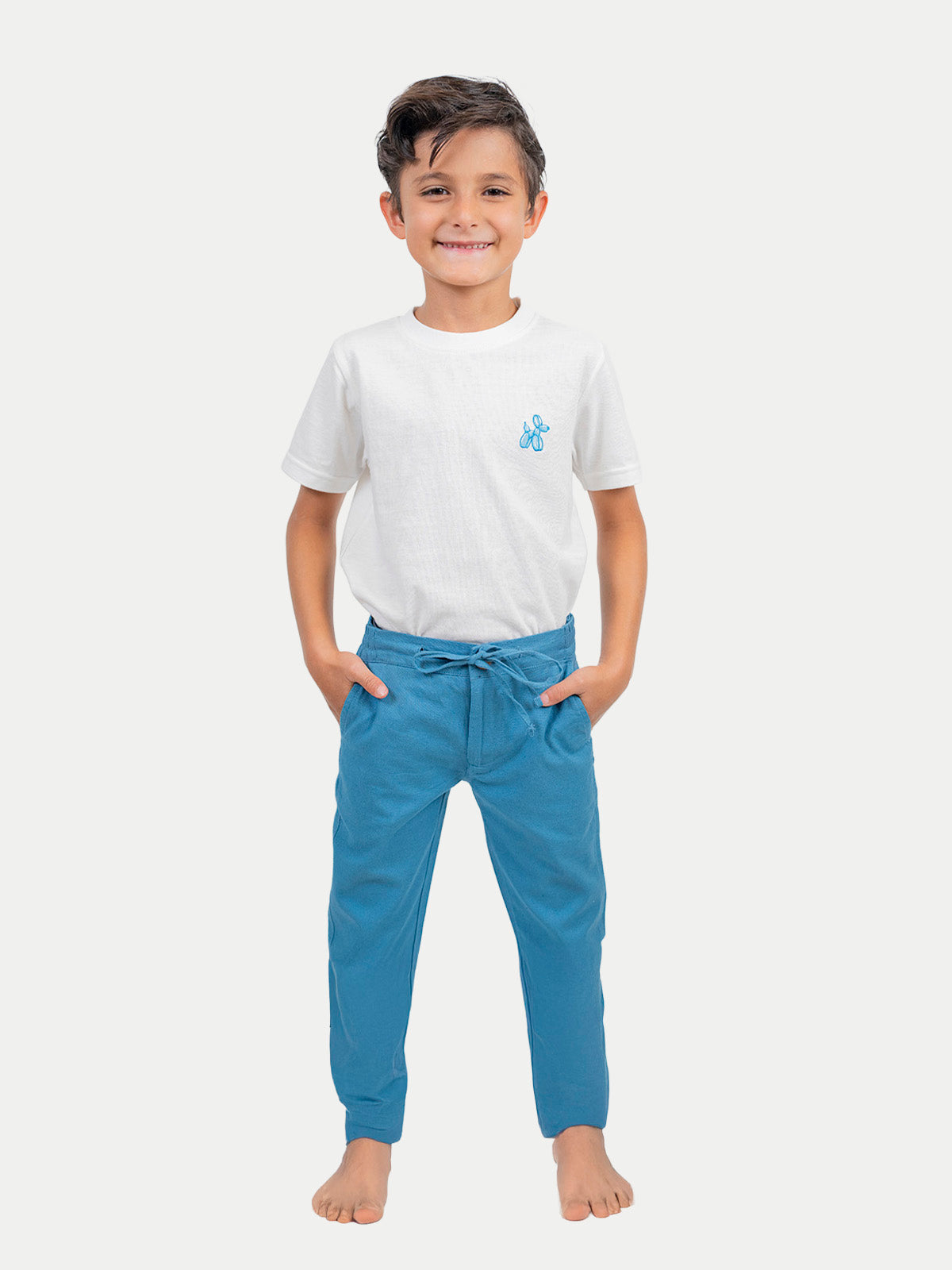 Pantalón Infantil - Pantalón de Lino Petróleo