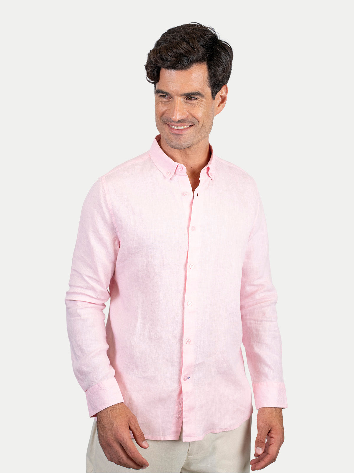 Camisa de lino - Camisa Soft Linen para hombre Color Rosa