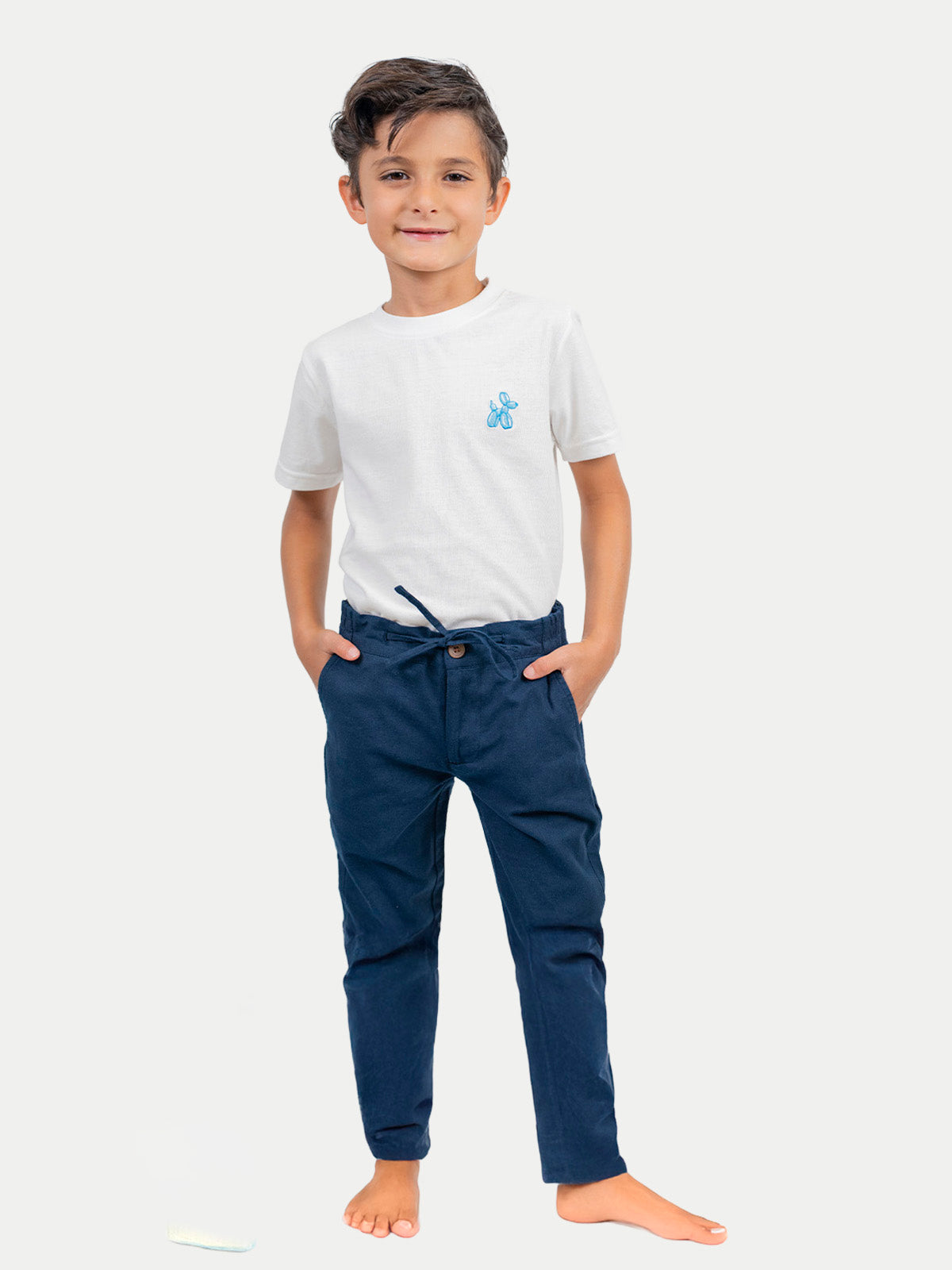 Pantalón Infantil - Pantalón de Lino Azul Marino