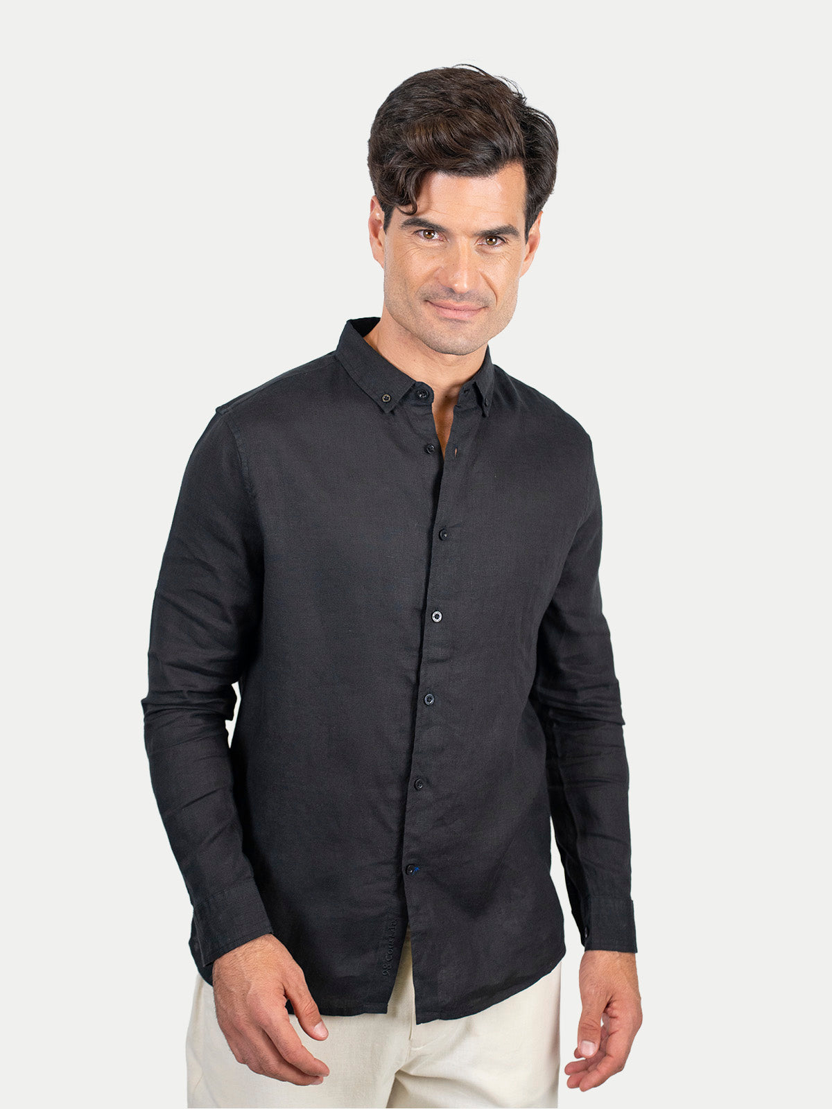 Camisa de lino - Camisa Soft Linen para hombre Color Negro