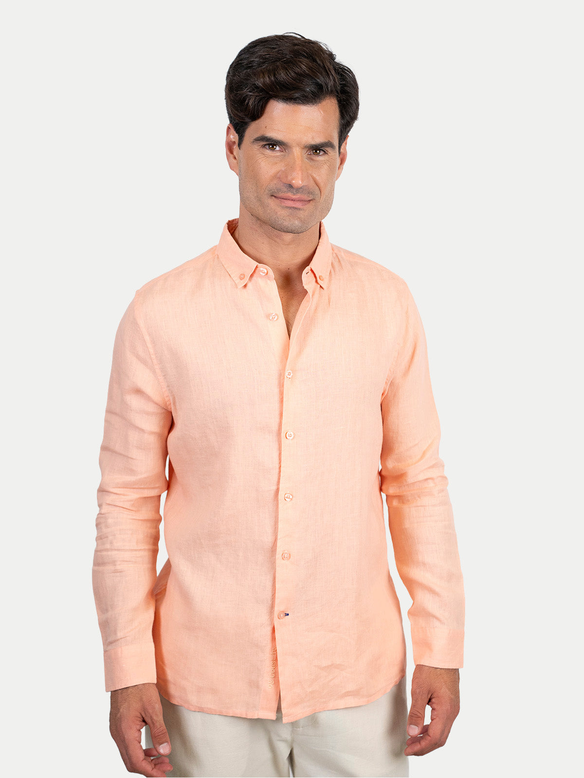 Camisa de lino - Camisa Soft Linen para hombre Color Salmon