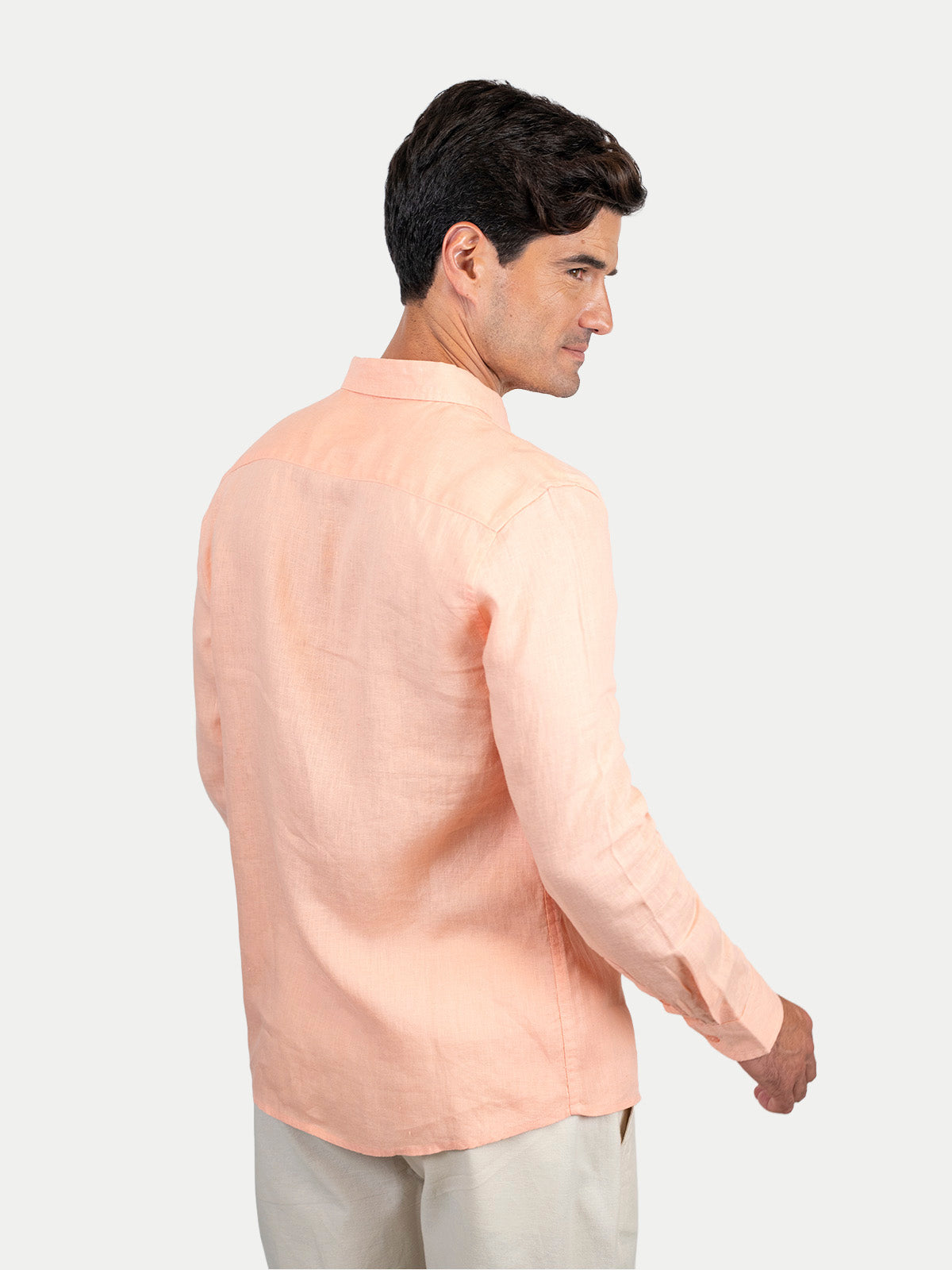 Camisa de lino - Camisa Soft Linen para hombre Color Salmon