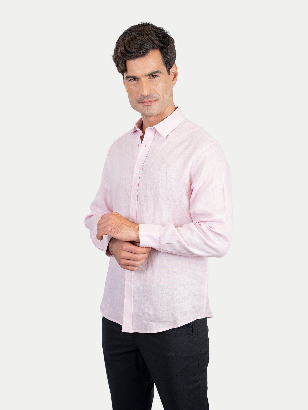 Camisa de Lino para Hombre - 100% Lino Premium Rosa - Manga Larga
