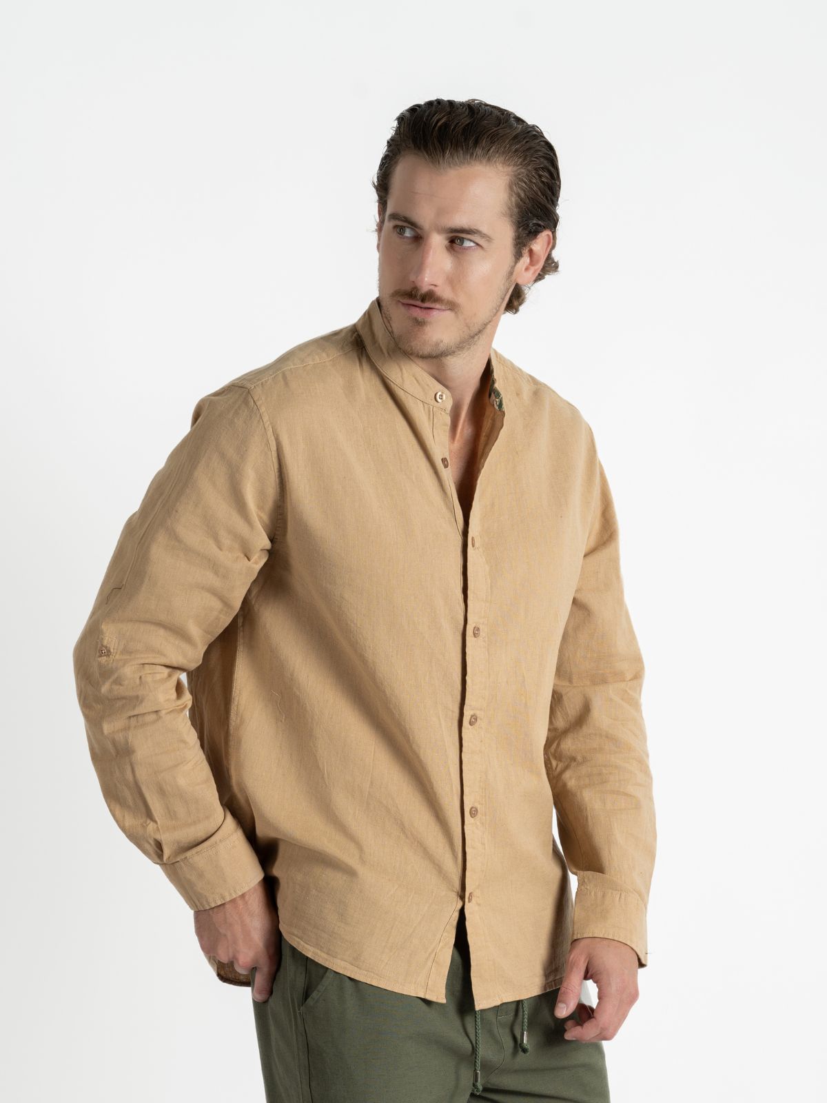Camisa para hombre adulto Manga Larga Cuello - Mao Kaky - Pura Vida