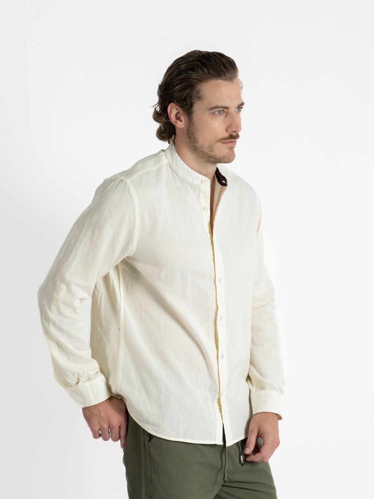 Camisa para hombre adulto Manga Larga Cuello - Mao Ivory - Pura Vida