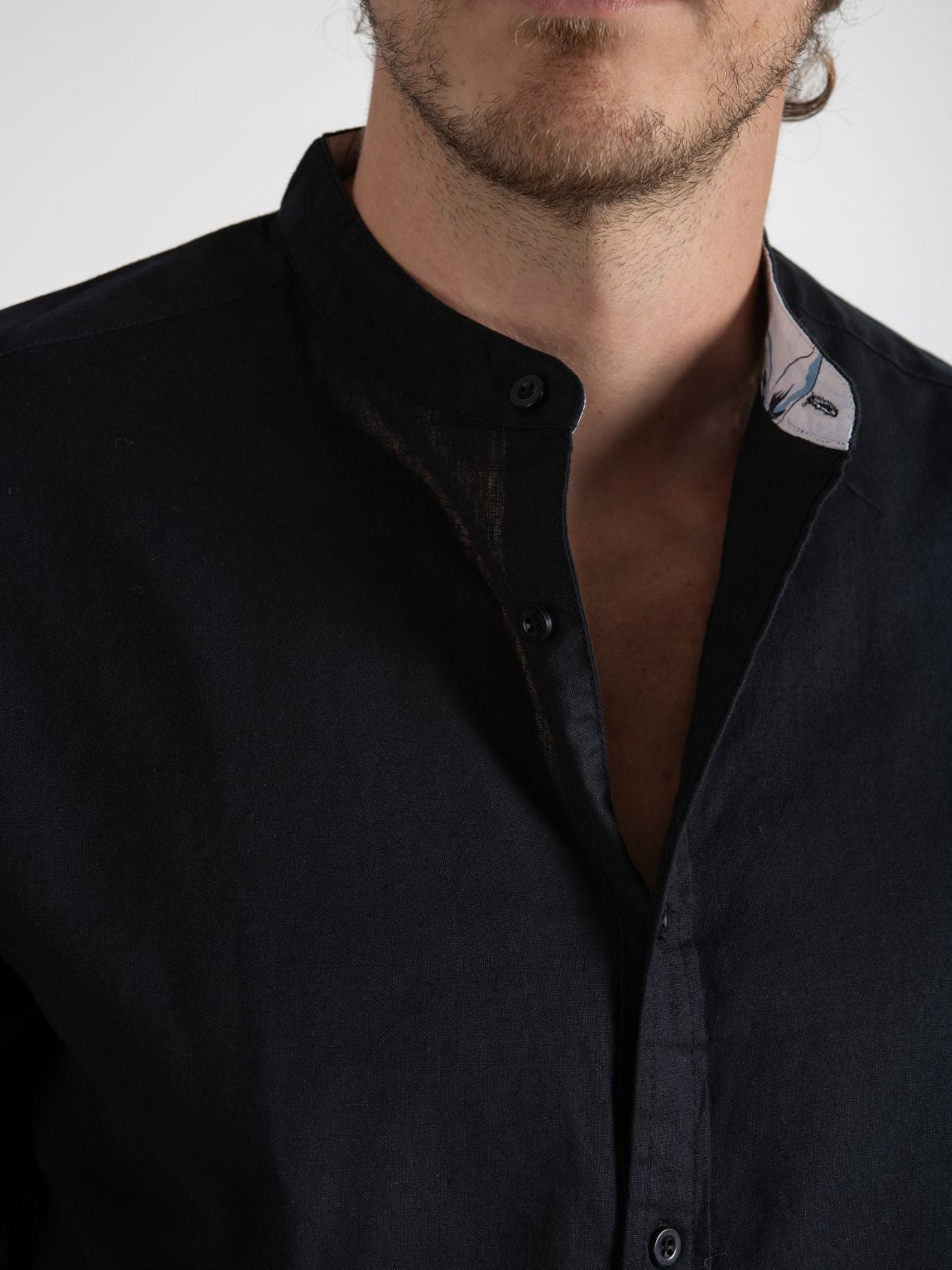 Camisa para hombre adulto Manga Larga Cuello - Mao Negro - Pura Vida