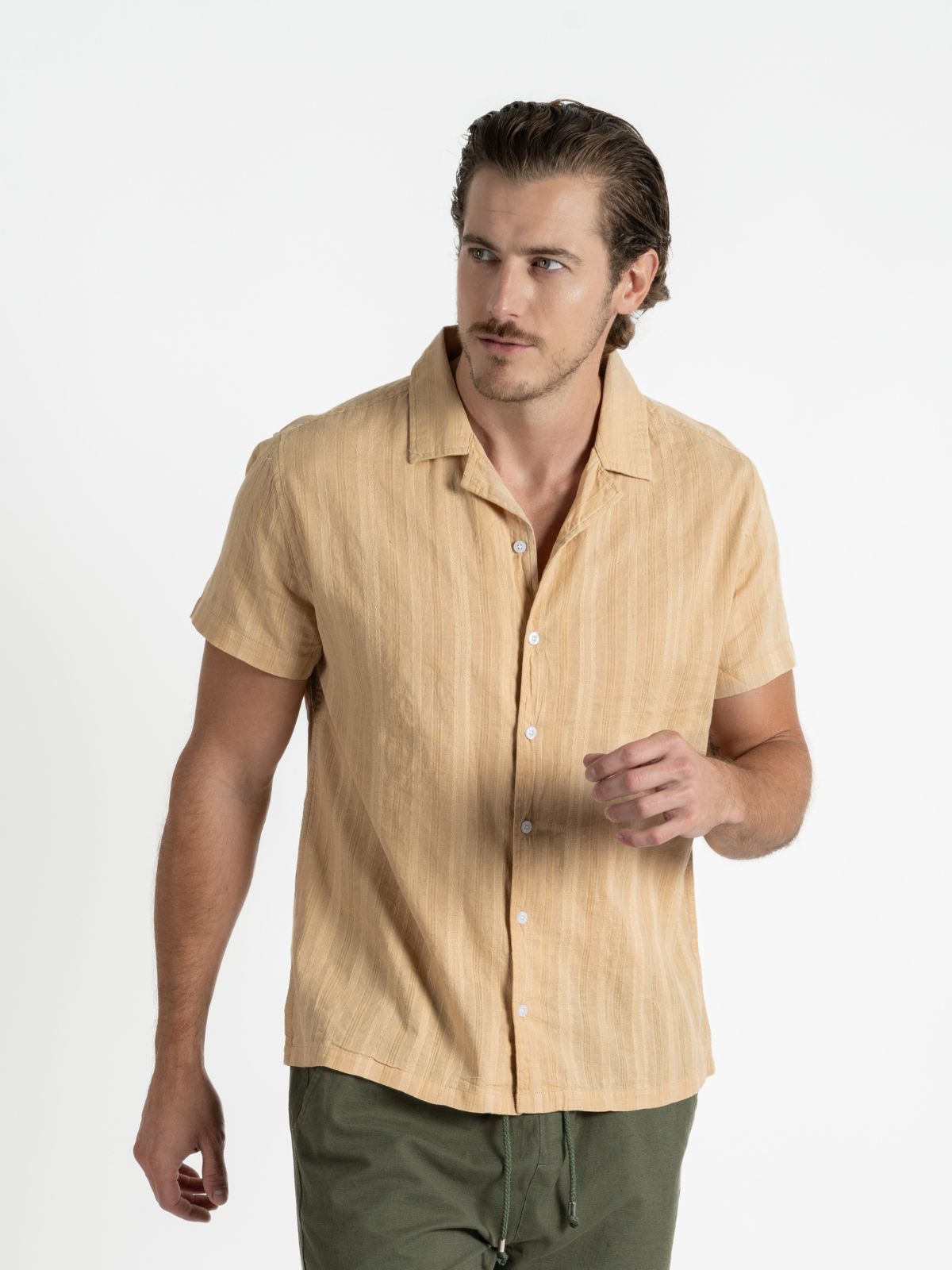 Camisa para hombre adulto Manga Corta - Dobby Kaky - Pura Vida