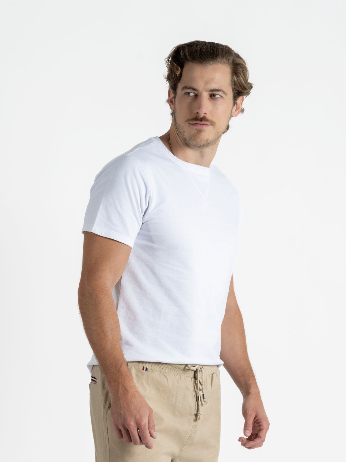 Playera para Hombre - Playera Cuello Redondo French Terry Blanco