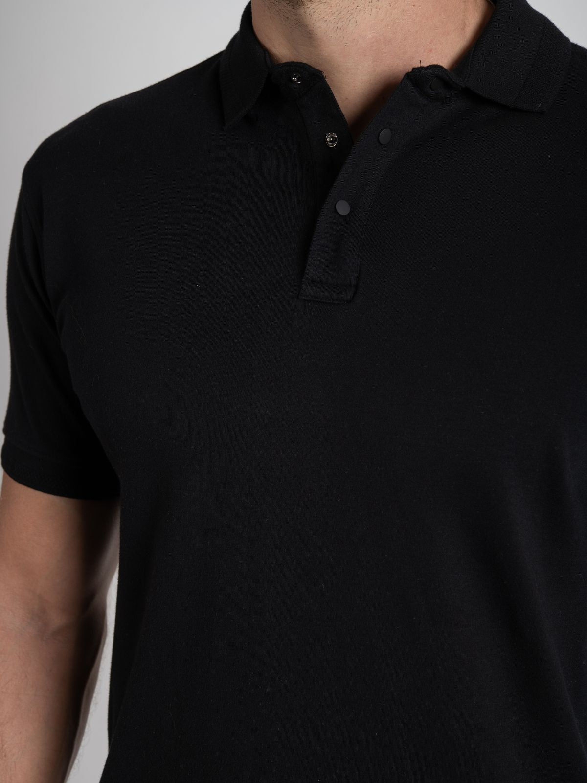 Playera Polo para Hombre - Playera Polo Boton Snap Negro