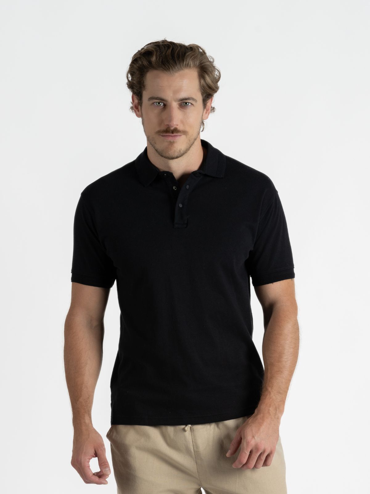 Playera Polo para Hombre - Playera Polo Boton Snap Negro