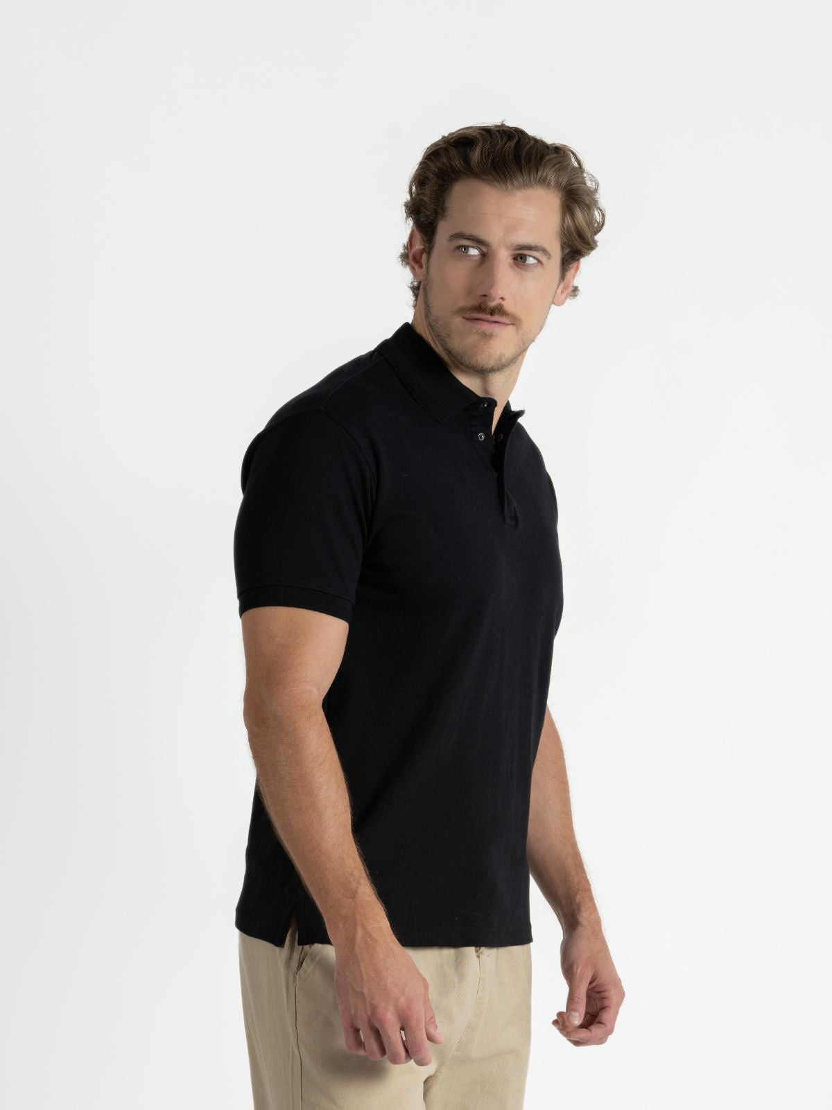 Playera Polo para Hombre - Playera Polo Boton Snap Negro
