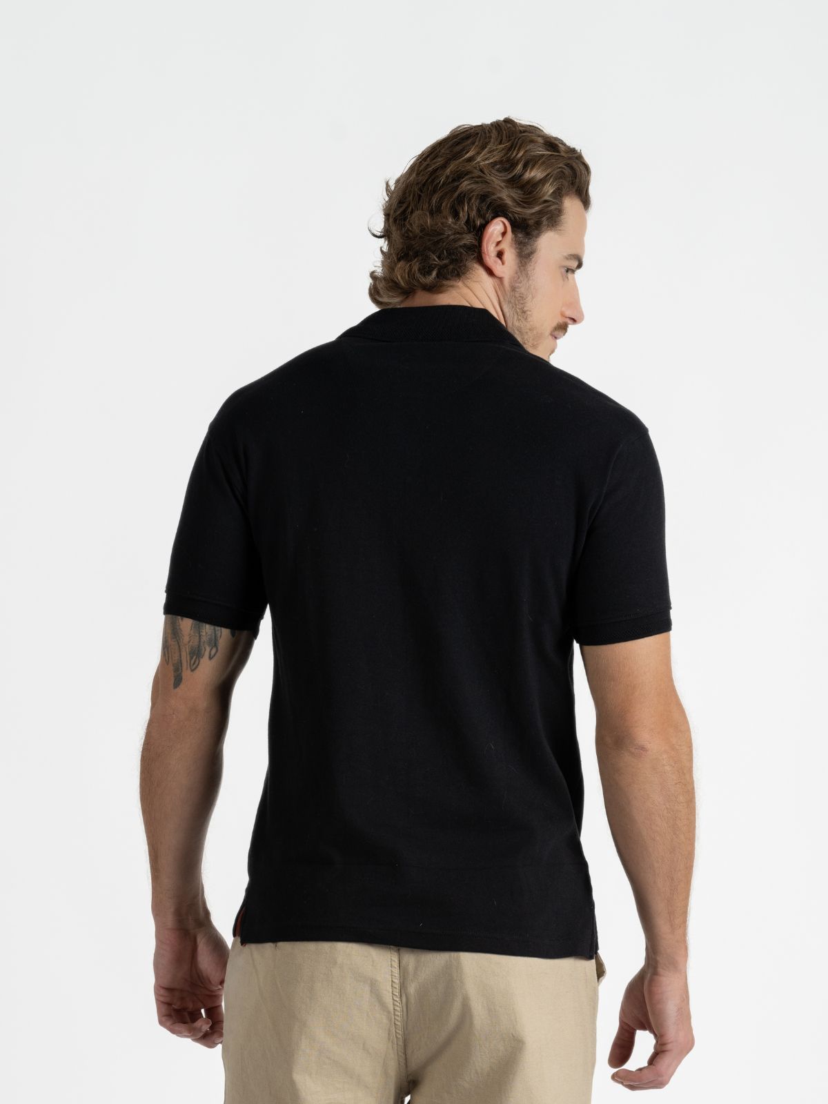 Playera Polo para Hombre - Playera Polo Boton Snap Negro