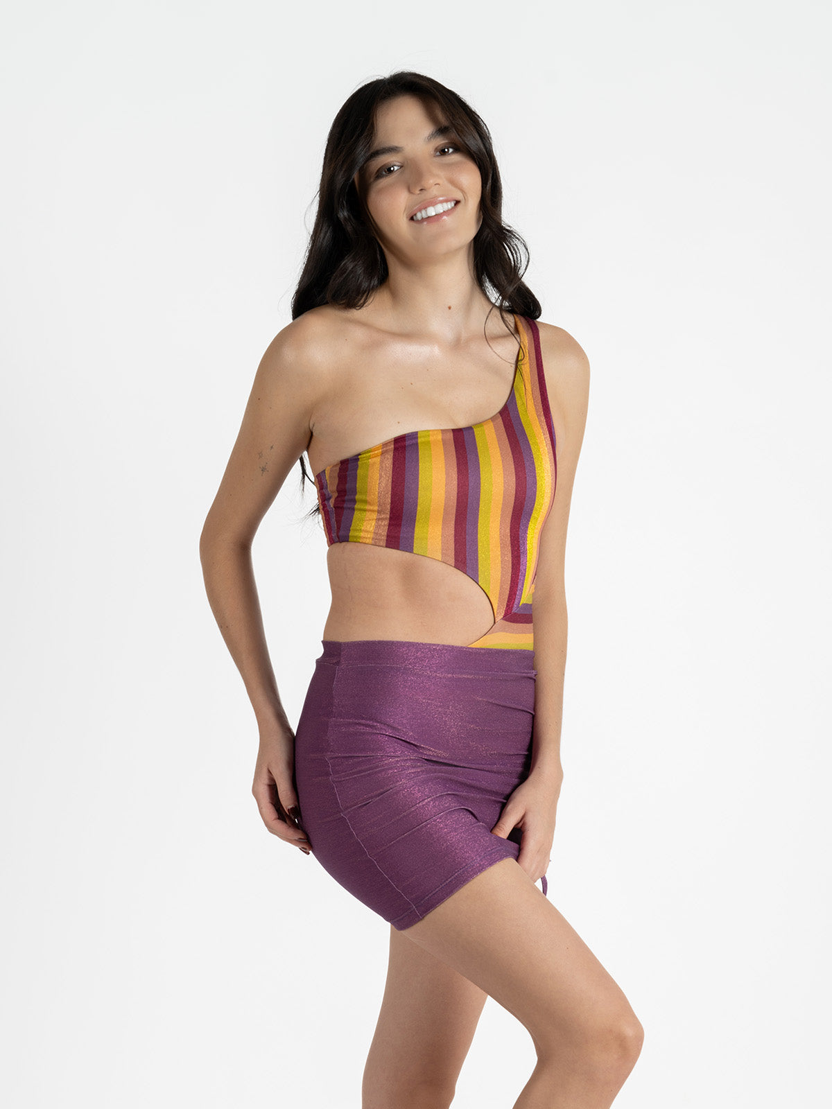 Traje de baño para adolescente - Falda Glow Morada Teen