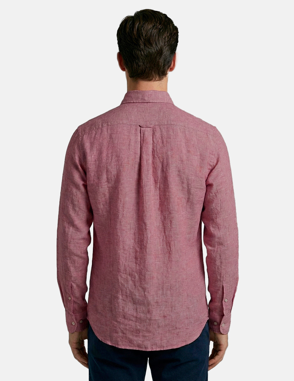 Camisa de Lino Look para Hombre - Pink Manga Larga - 2022