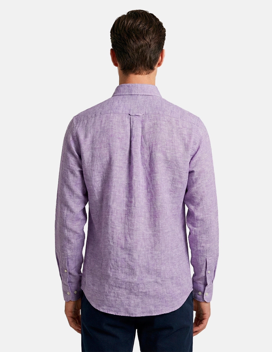 Camisa de Lino Look para Hombre - Purple Manga Larga - 2022