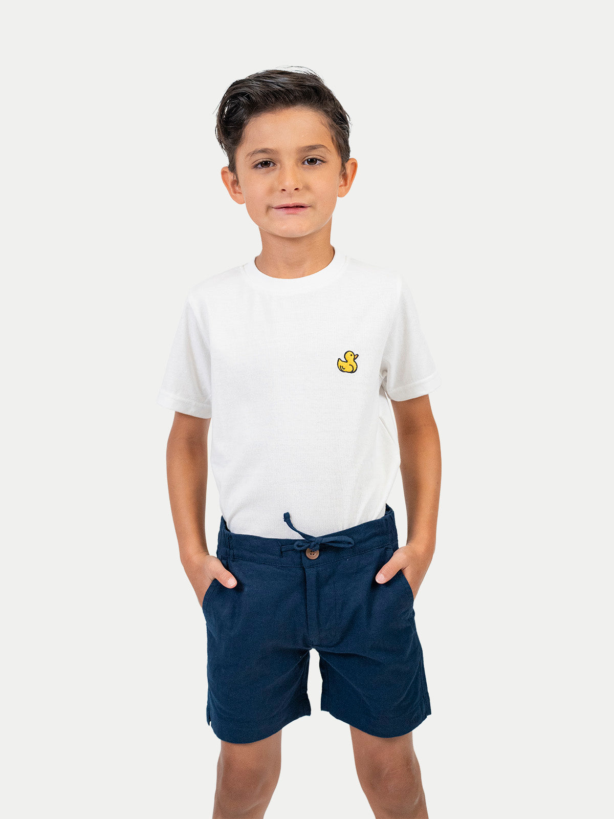 Bermuda Infantil - Bermuda de Lino Azul Marino