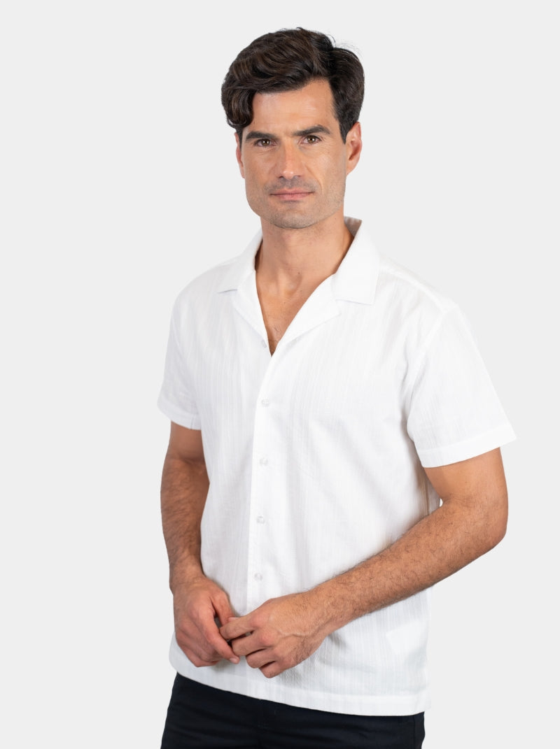 Camisa Hombre - Puerto Rico Shirt Blanco - Rayada - 98 Coast Av. México