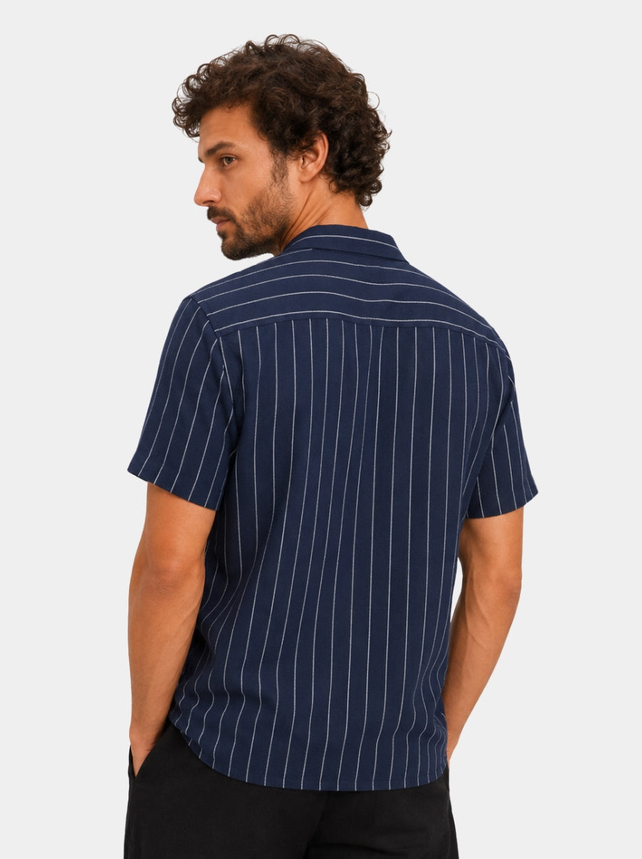 Camisa Hombre - Cuban Shirt Marino - Wild Coast - 98 Coast Av. México
