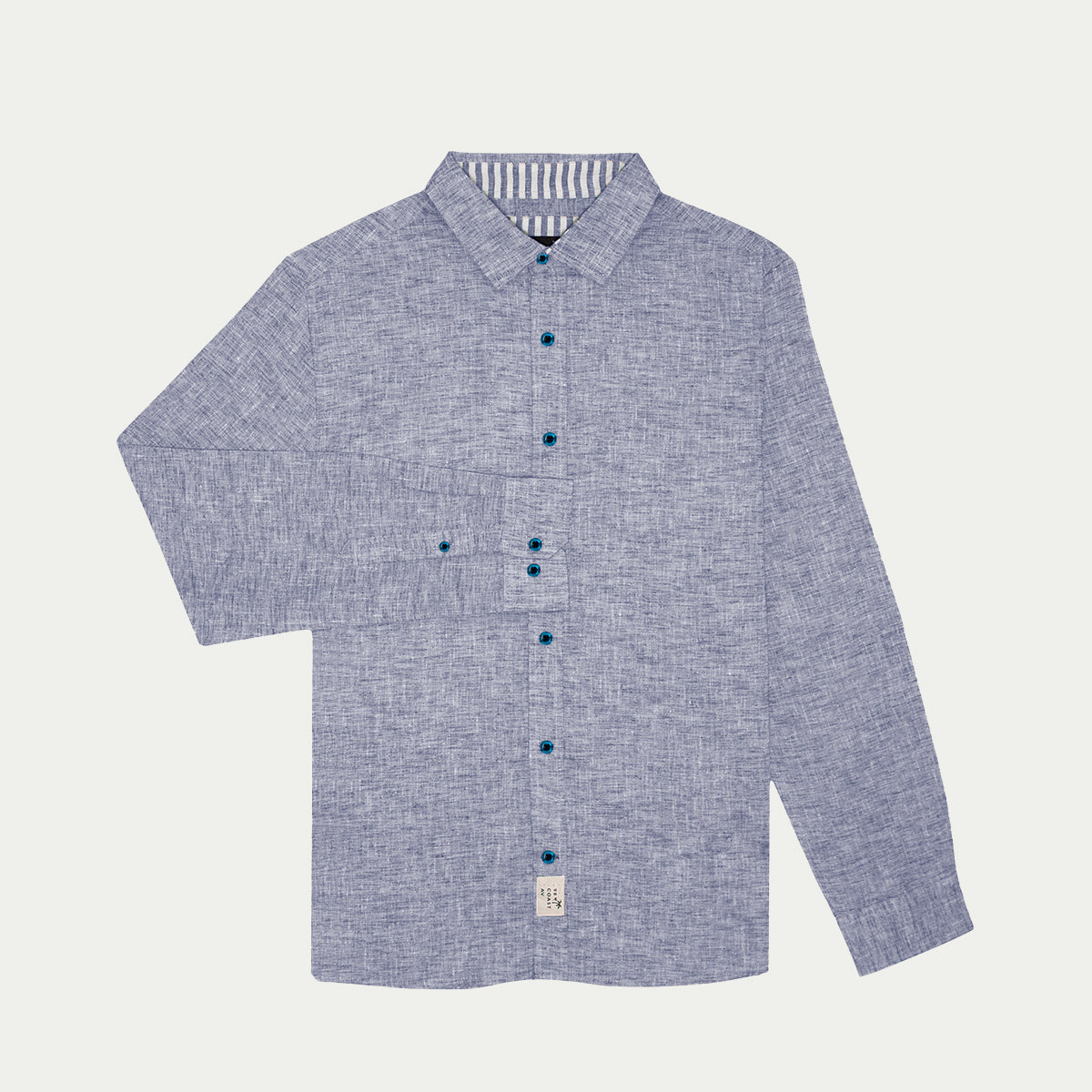 Camisas para hombre - Camisa de Lino Jaspe Azul Marino