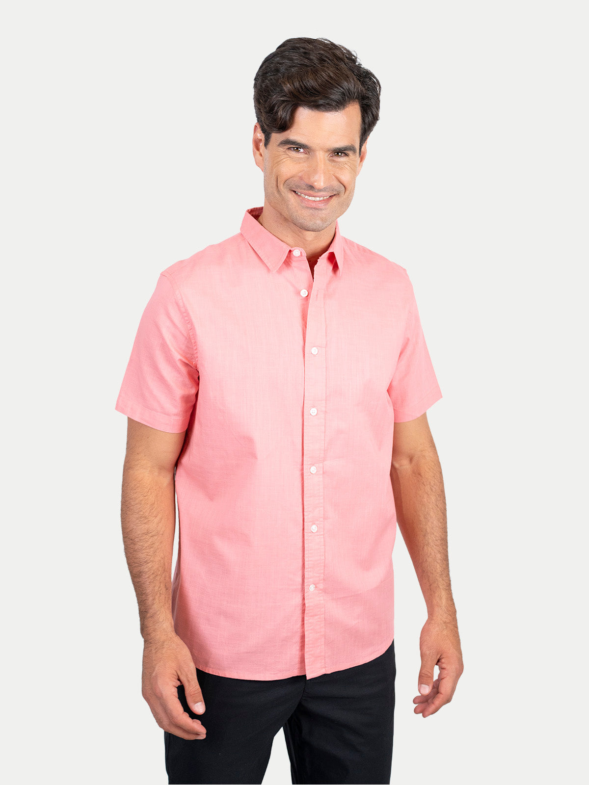 Cotton Slub - Camisa de algodón manga corta Cotton Slub para hombre color Rosa