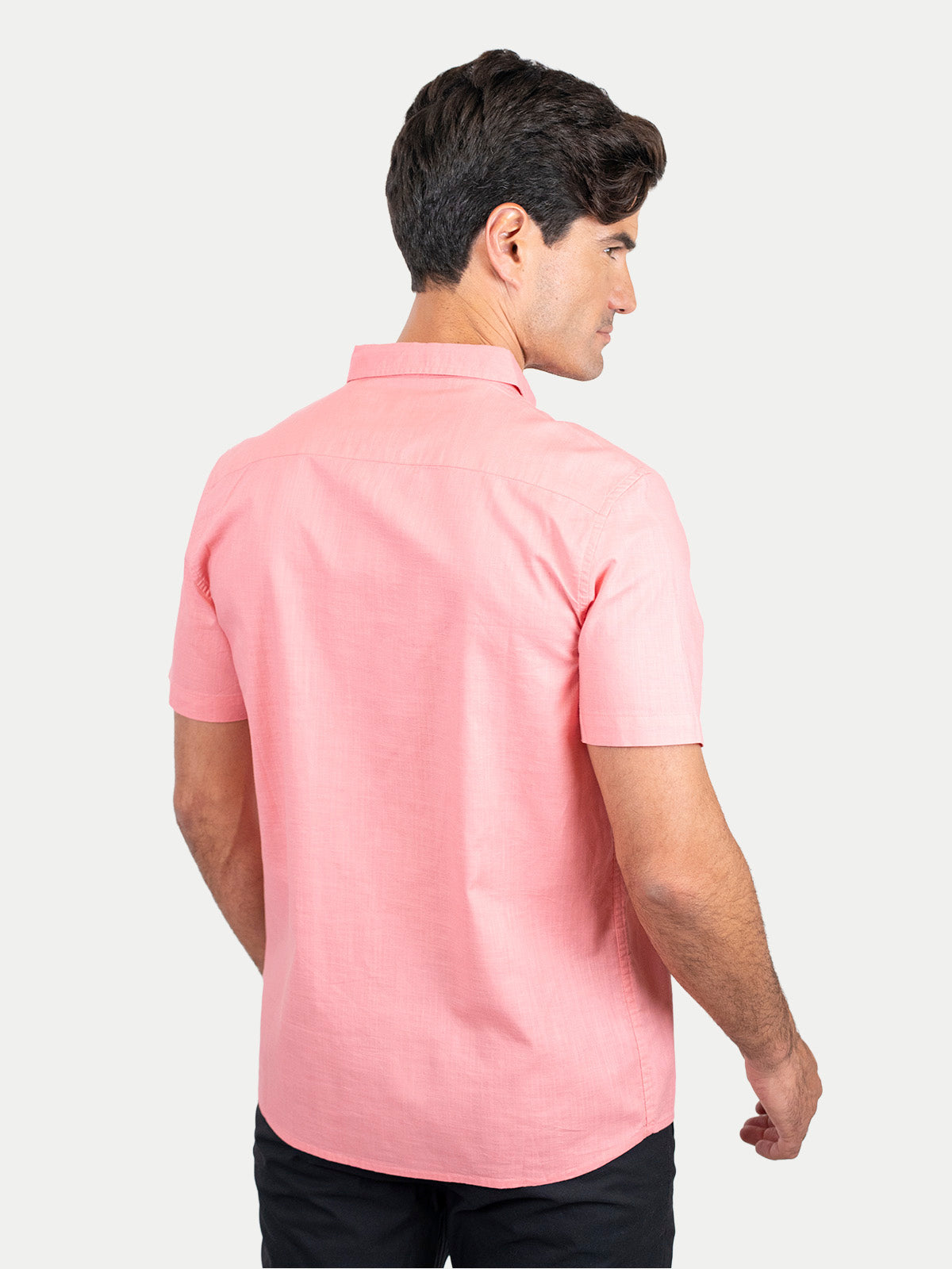 Cotton Slub - Camisa de algodón manga corta Cotton Slub para hombre color Rosa