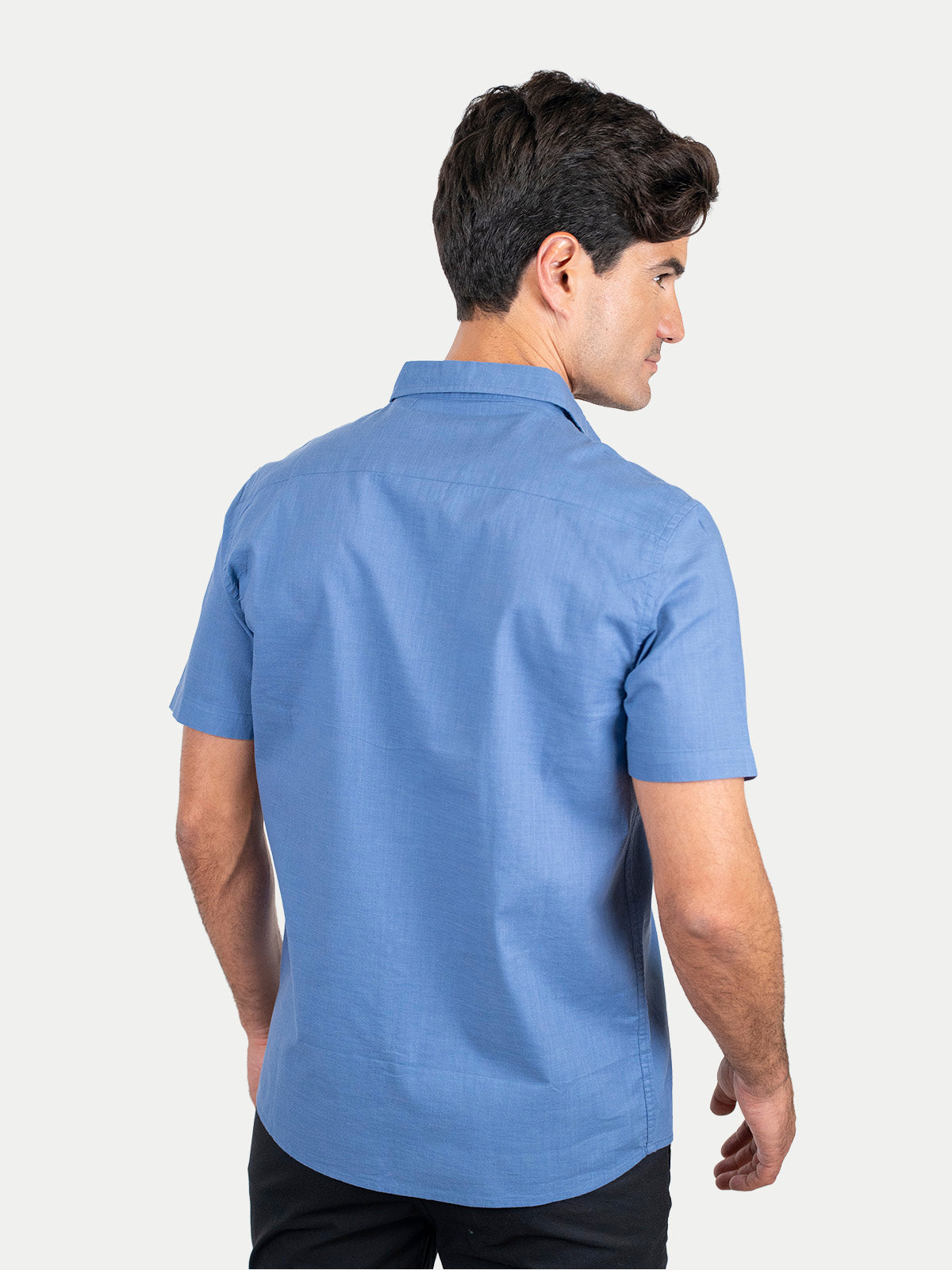 Cotton Slub - Camisa de algodón manga corta Cotton Slub para hombre color Azul