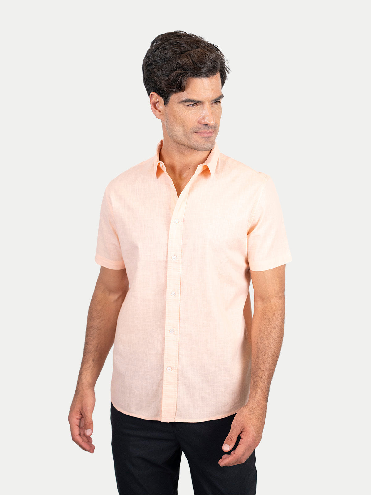 Cotton Slub - Camisa de algodón manga corta Cotton Slub para hombre color Durazno
