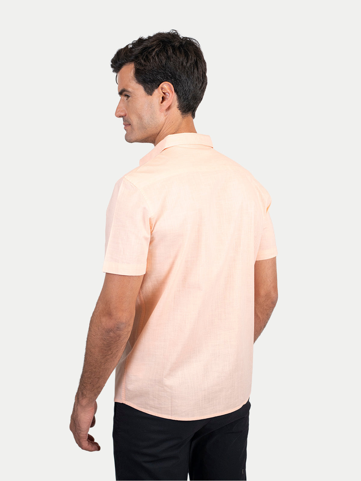 Cotton Slub - Camisa de algodón manga corta Cotton Slub para hombre color Durazno