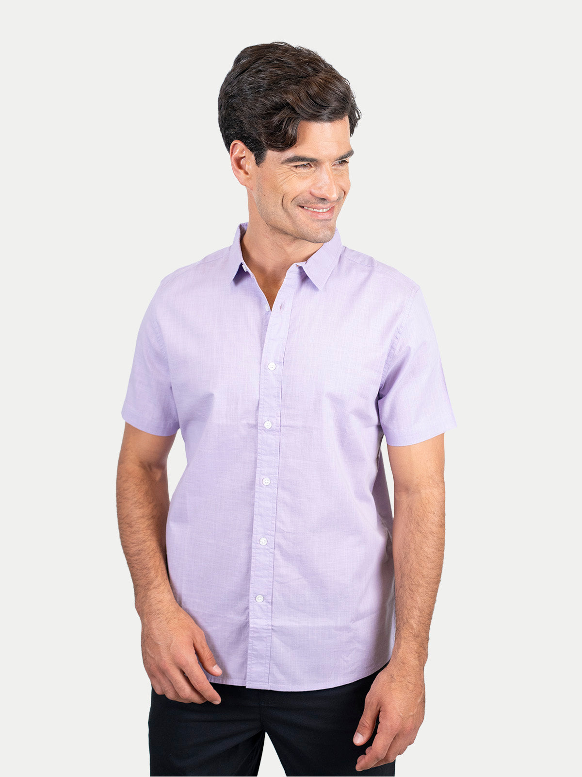 Cotton Slub - Camisa de algodón manga corta Cotton Slub para hombre color Lila
