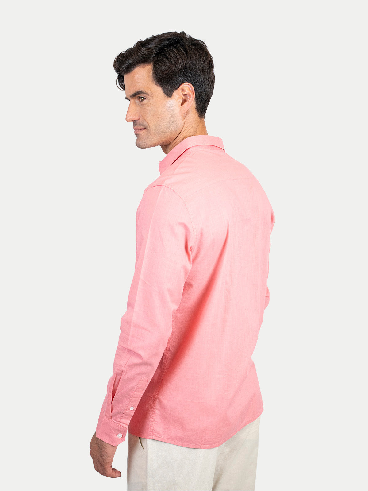 Cotton Slub - Camisa de algodón manga larga Cotton Slub para hombre color Rosa