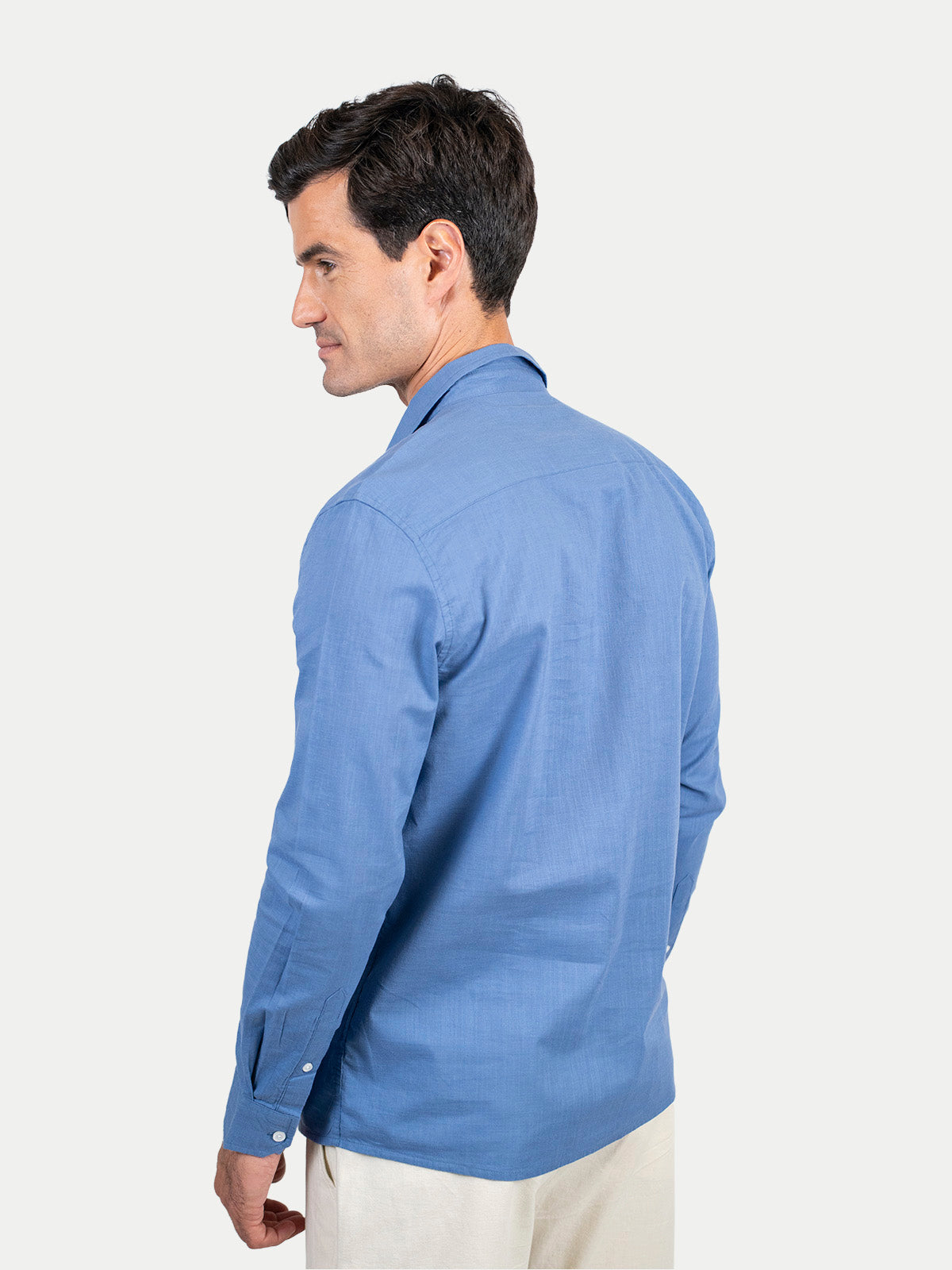 Cotton Slub - Camisa de algodón manga larga Cotton Slub para hombre color Azul