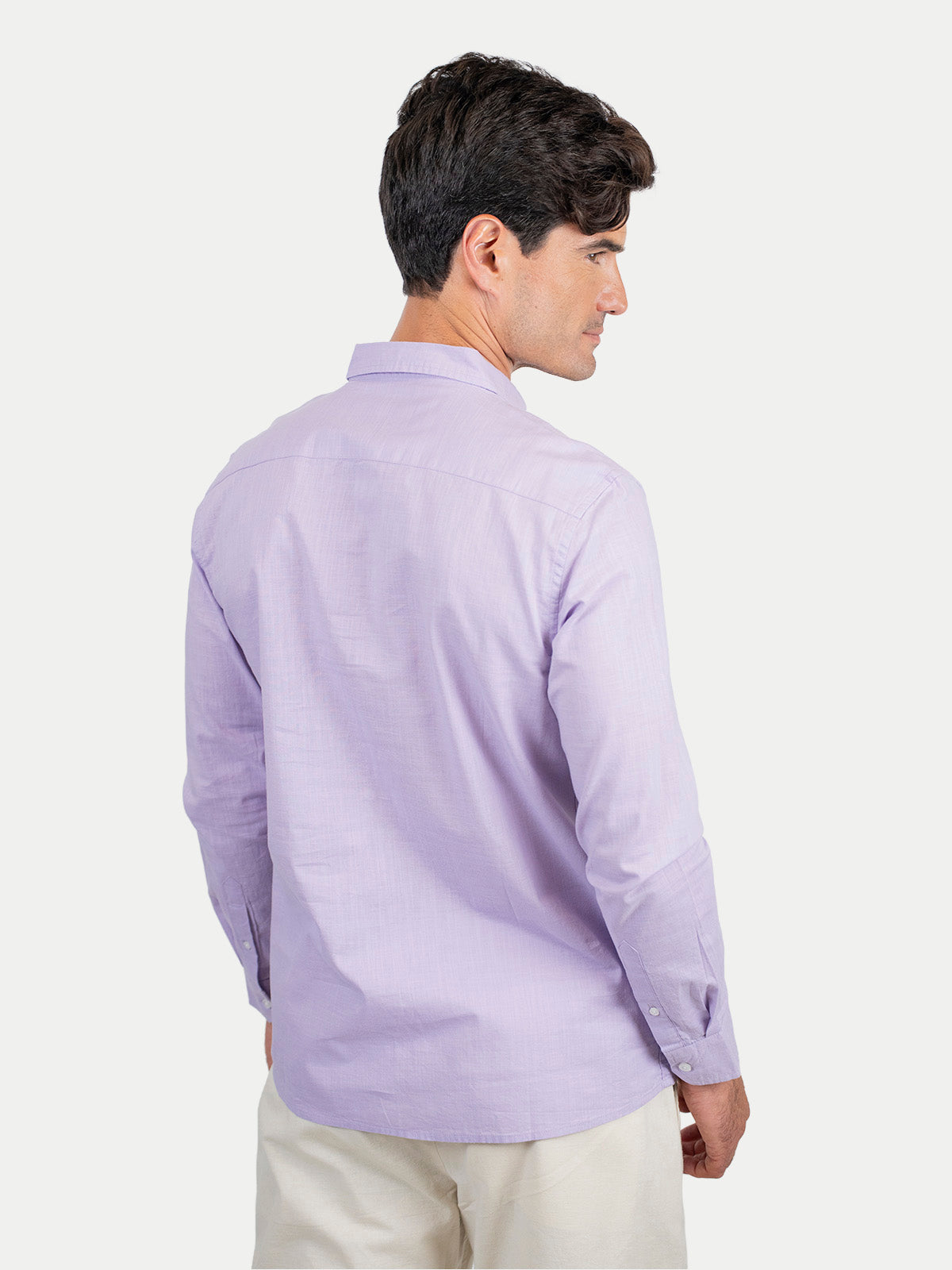 Cotton Slub - Camisa de algodón manga larga Cotton Slub para hombre color Lila