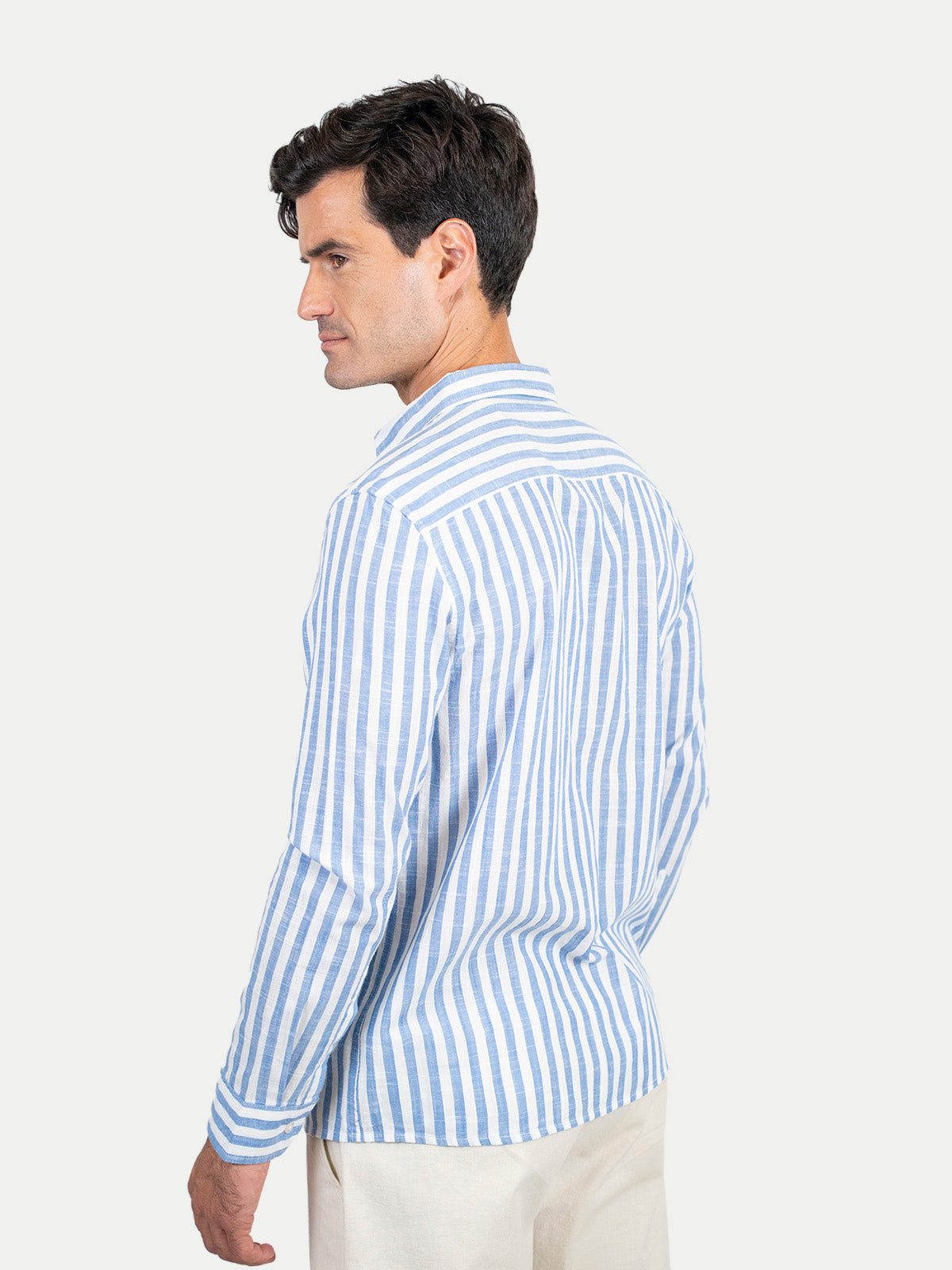 Cotton Slub - Camisa de algodón rayada manga larga Cotton Slub para hombre color Azul