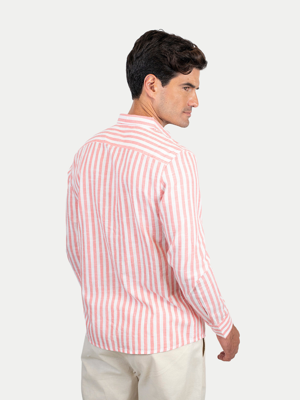 Cotton Slub - Camisa de algodón rayada manga larga Cotton Slub para hombre color Rosa