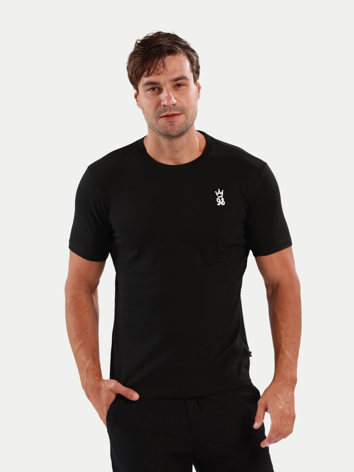 Playera de algodón para hombre - Crown 98 Black - Diamond Finish