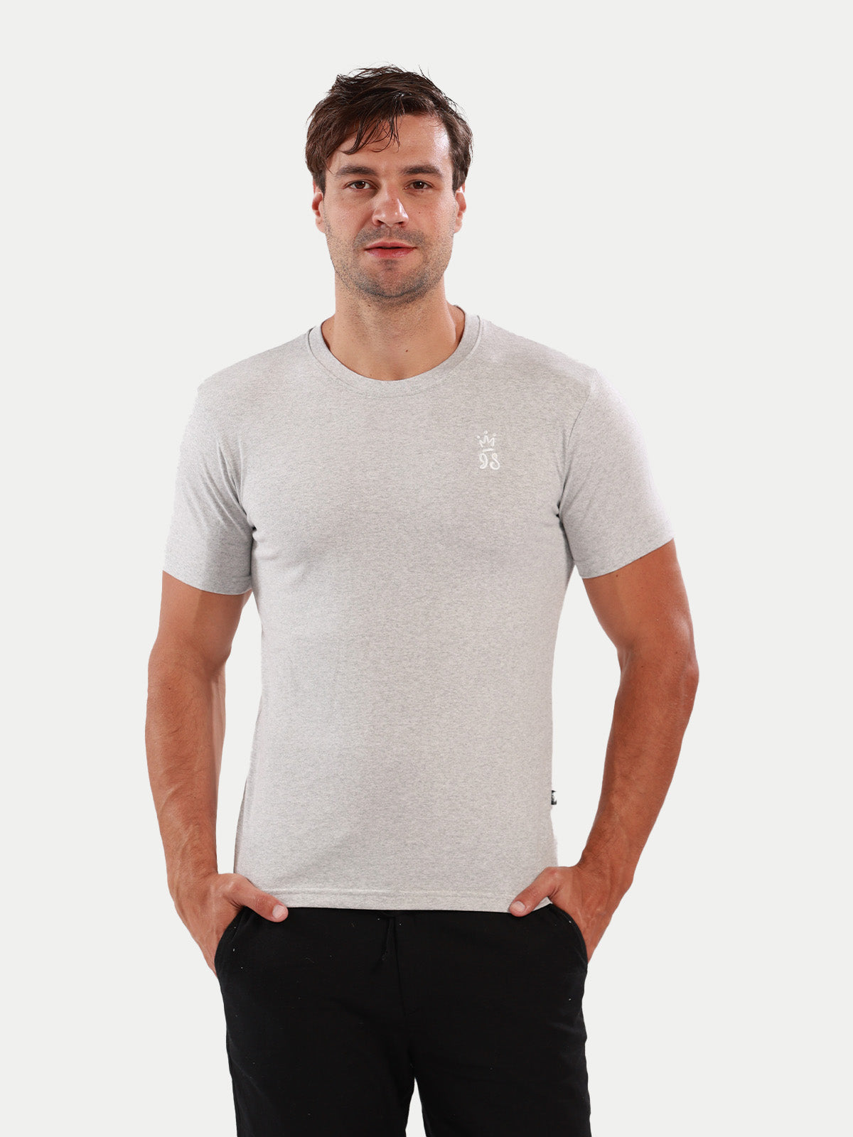Playera de algodón para hombre - Crown 98 Gray - Diamond Finish