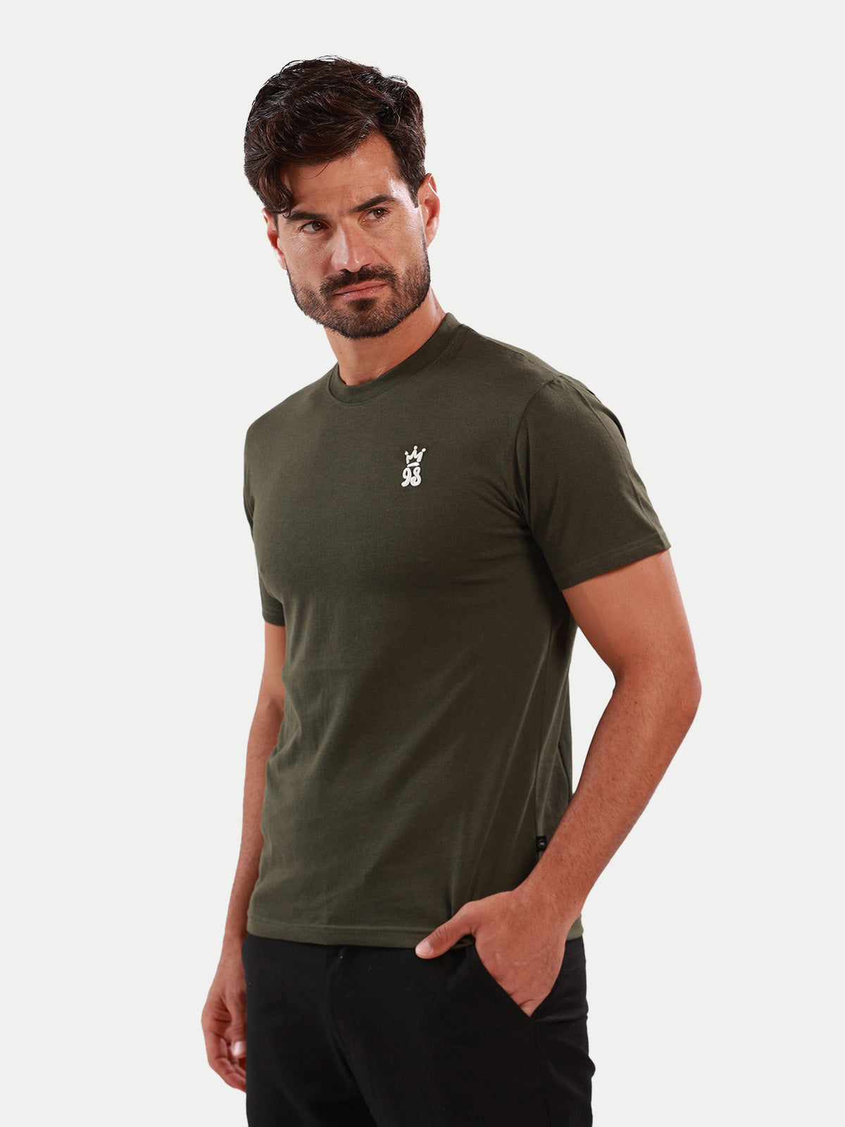 Playera de algodón para hombre - Crown 98 Olive - Diamond Finish