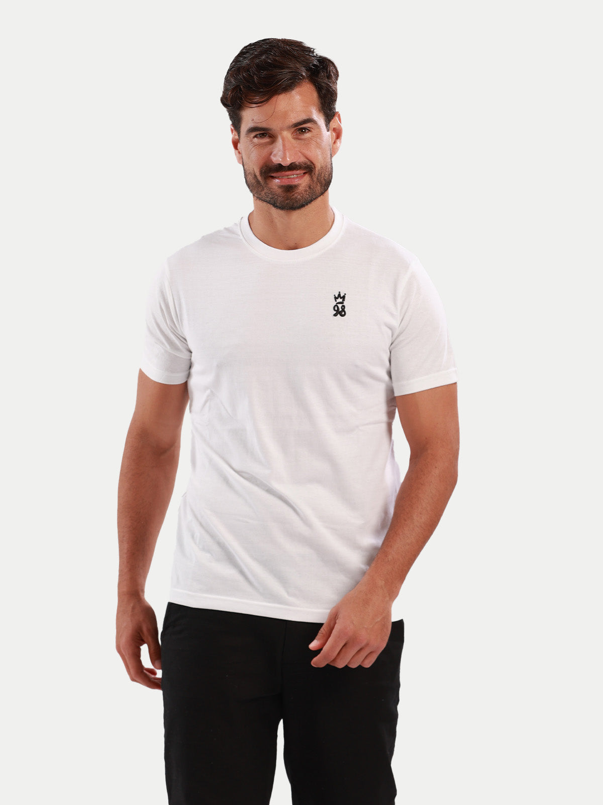 Playera de algodón para hombre - Crown 98 White - Diamond Finish