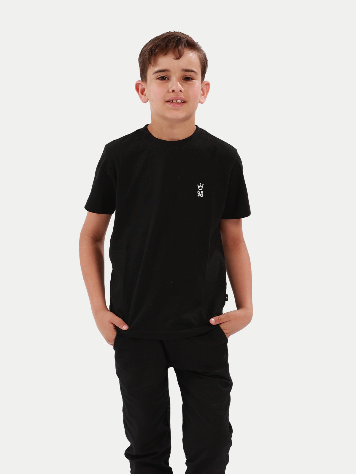 Playera de algodón para niño - Crown 98 Black - Diamond Finish