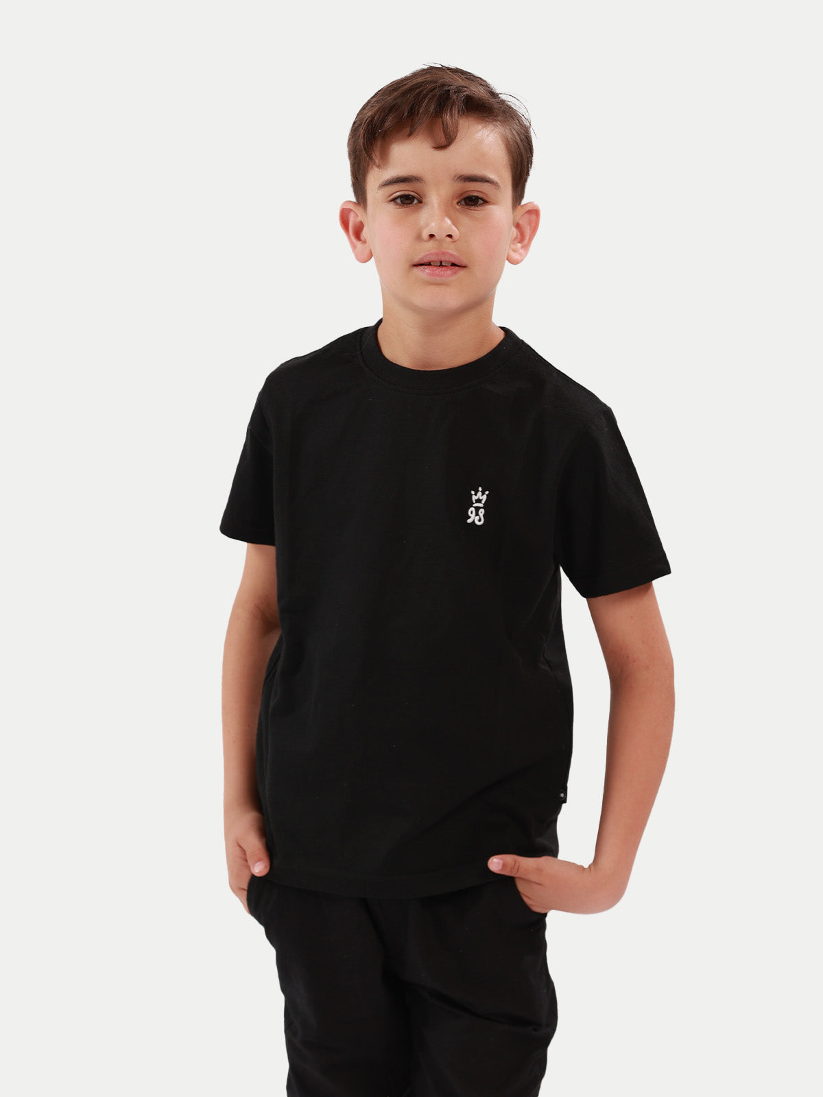Playera de algodón para niño - Crown 98 Black - Diamond Finish
