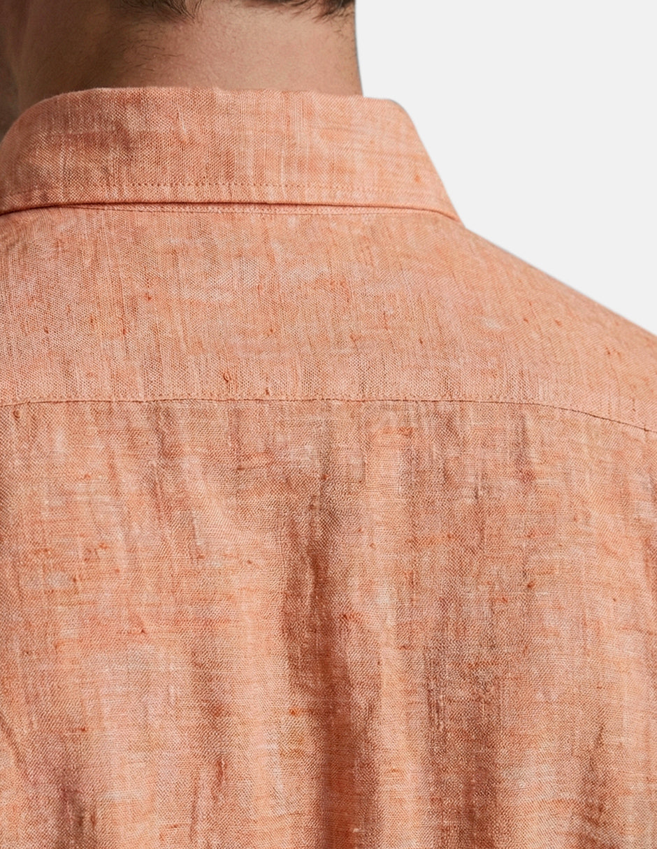 Camisa de Lino Look para Hombre - Orange Manga Larga