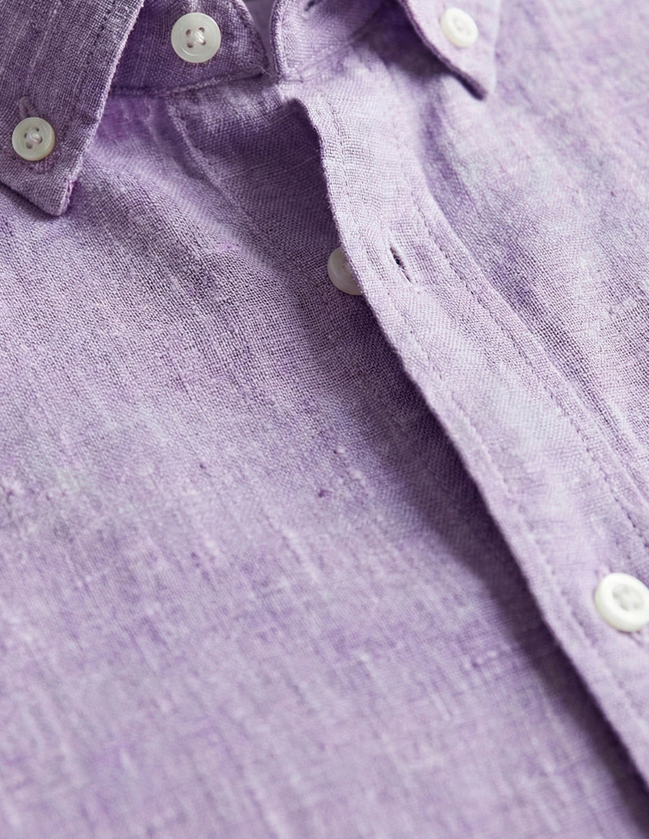 Camisa de Lino Look para Hombre - Purple Manga Larga - 2022