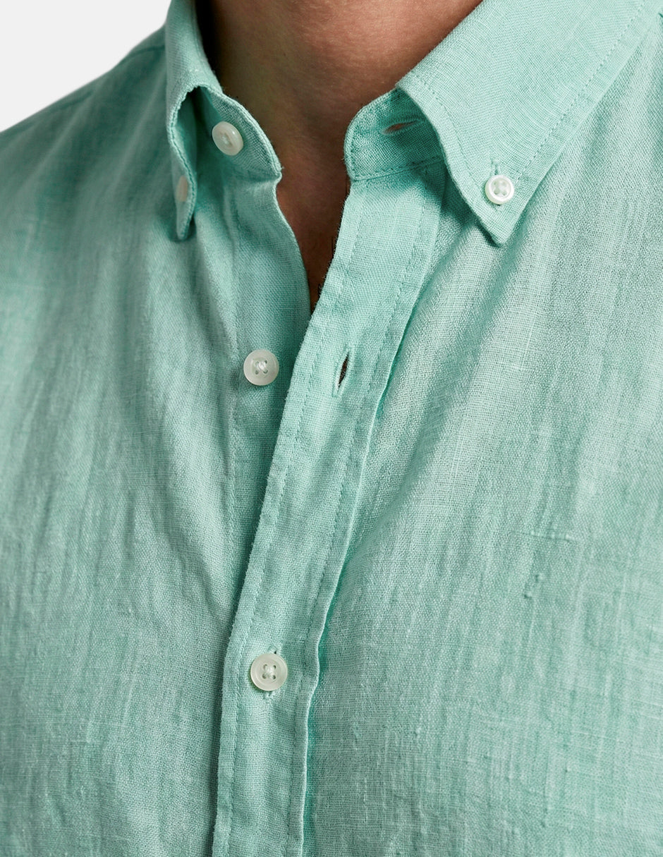 Camisa de Lino Look para Hombre - Mint Manga Larga