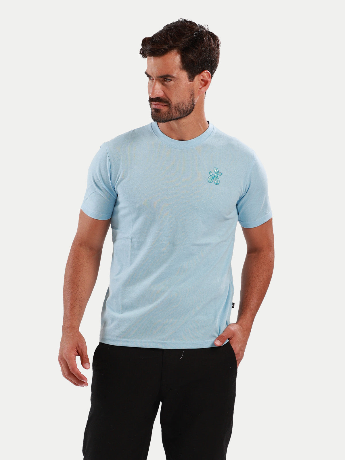 Playera de algodón para hombre - Dog Balloon Blue - Diamond Finish