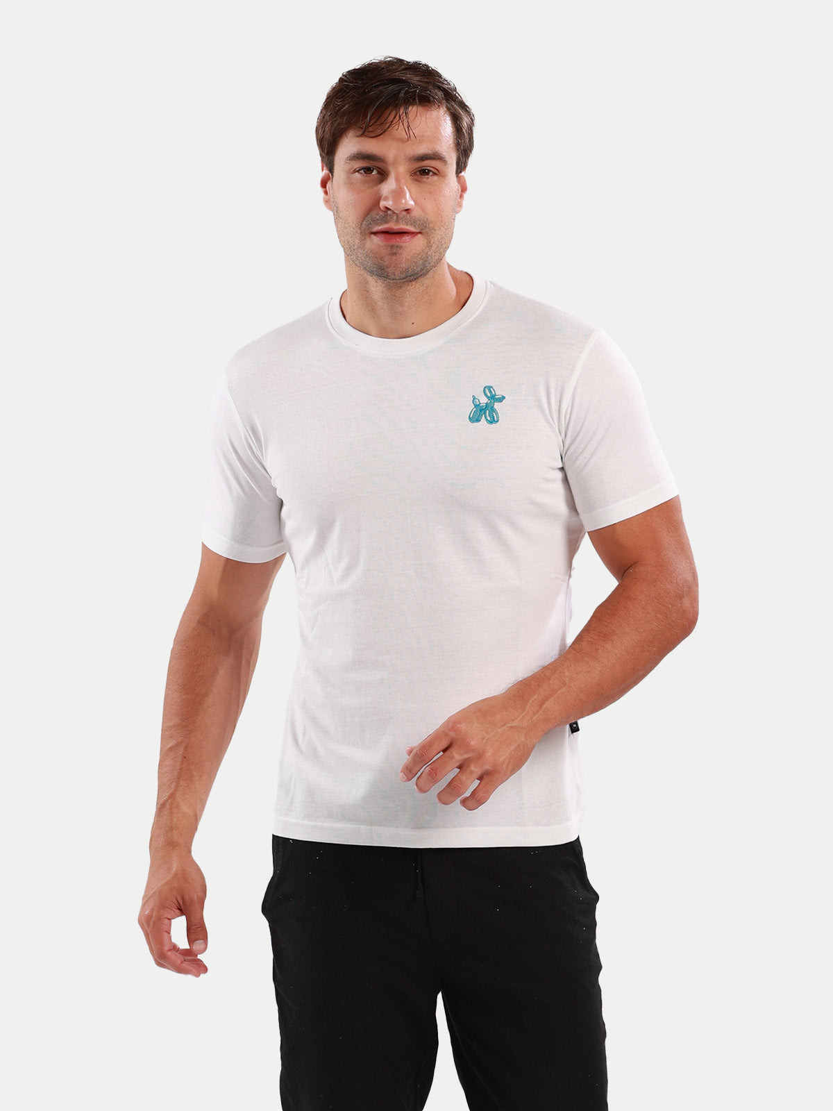Playera de algodón para hombre - Dog Balloon White - Diamond Finish