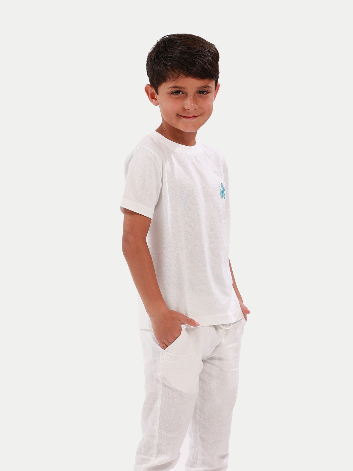 Playera de algodón para niño - Dog Balloon White - Diamond Finish