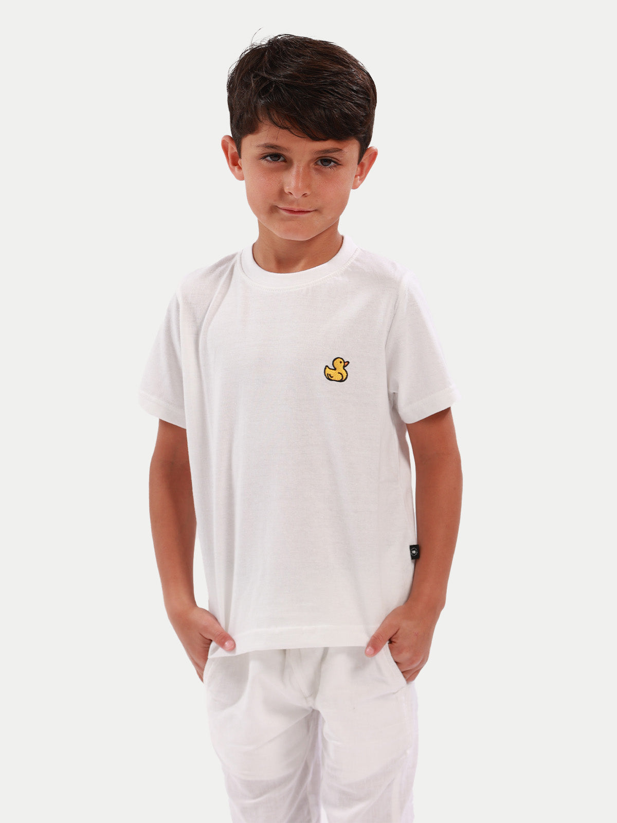 Playera de algodón para niño - Duck White - Diamond Finish