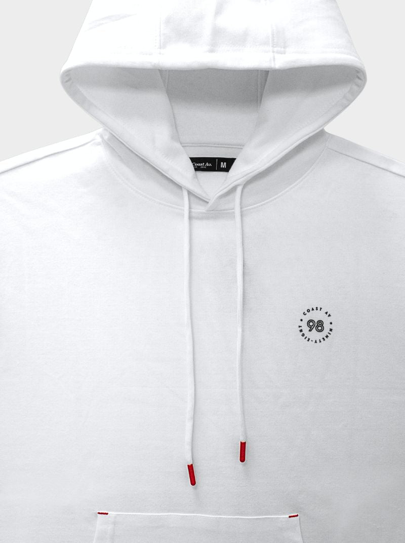 French Terry - Hoodie Para Hombre Manga Corta Color Blanco - Coastal Crush - 98 Coast Av. México