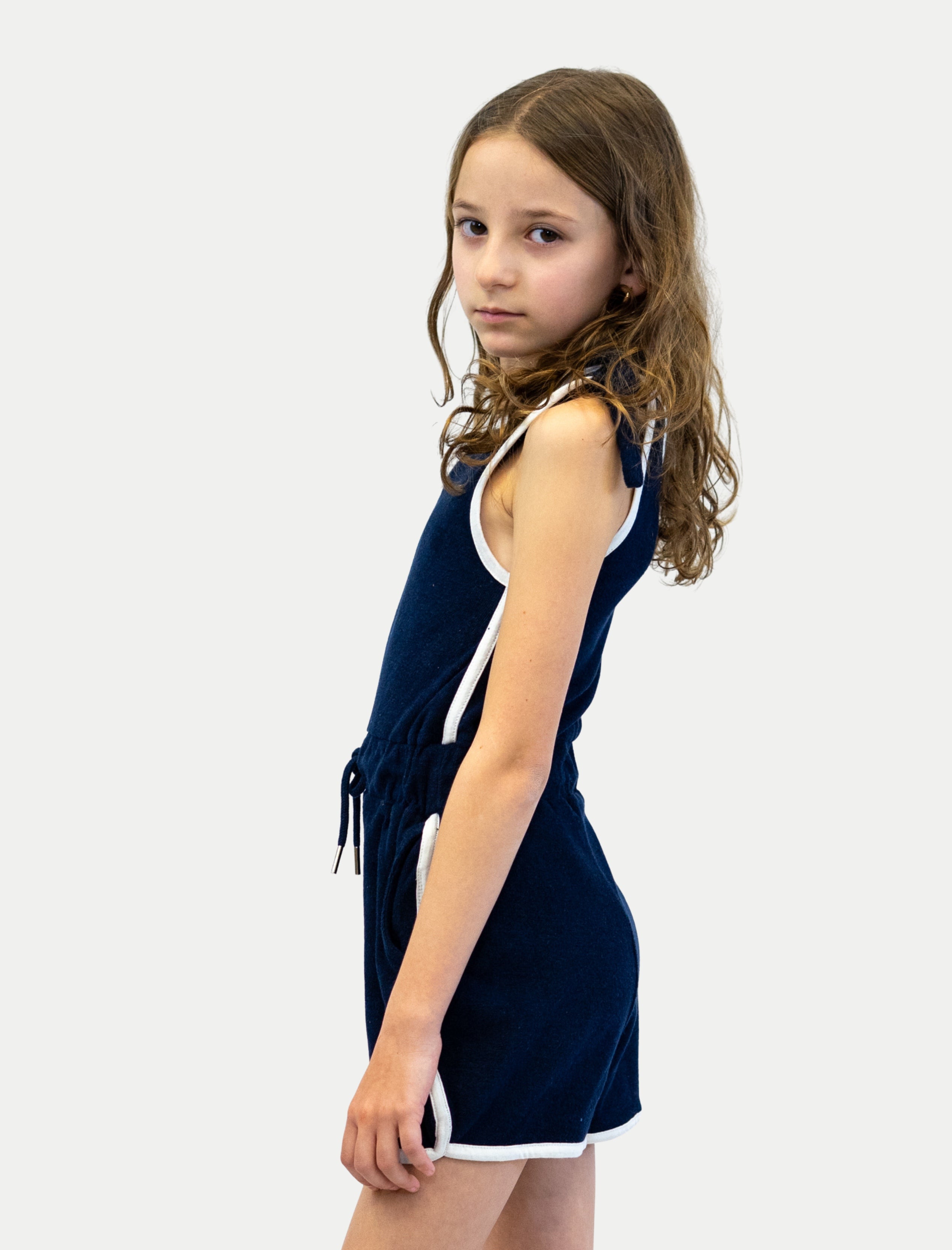 Jumper de toalla para niña  lado azul marino