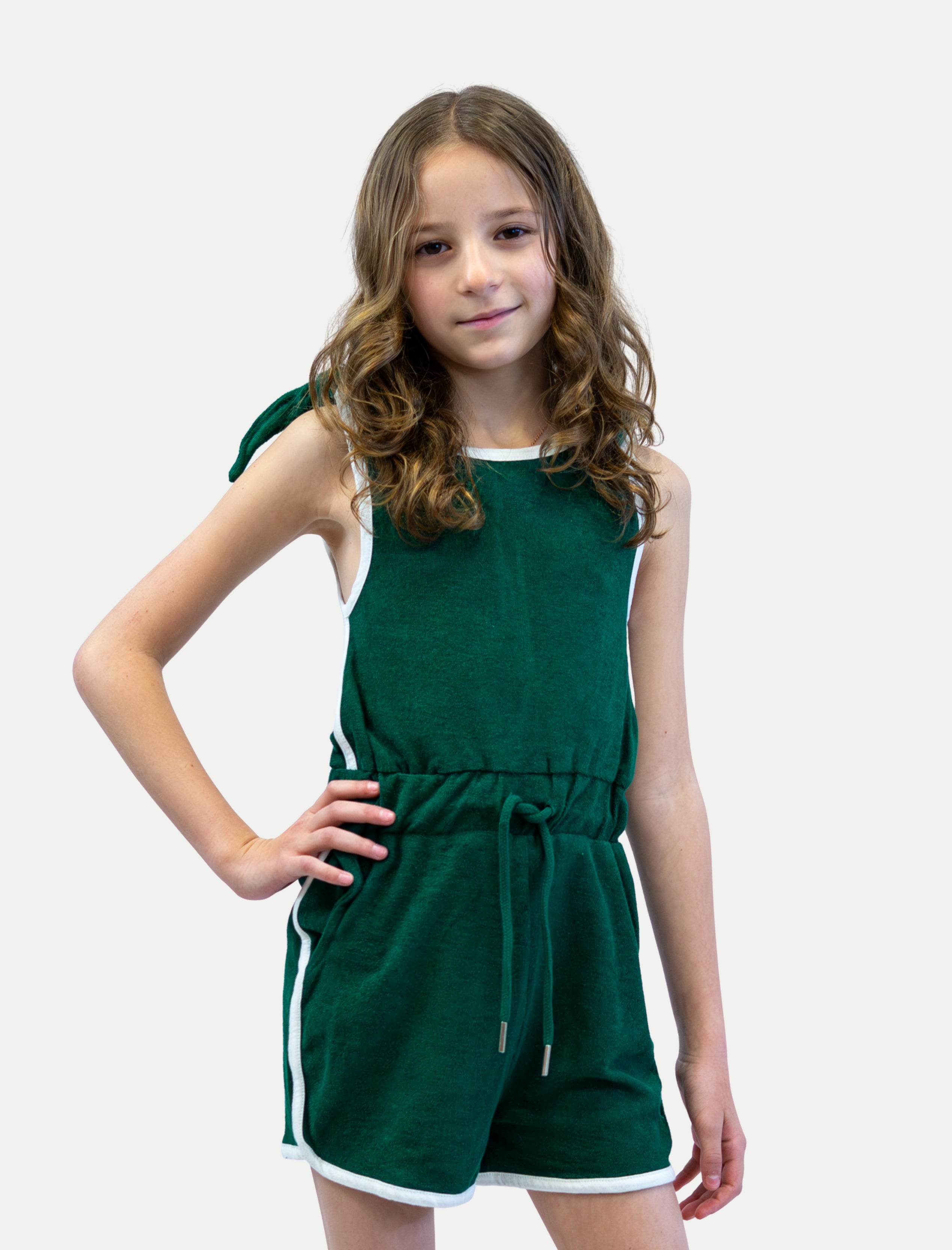 Jumper de toalla para niña jade frente